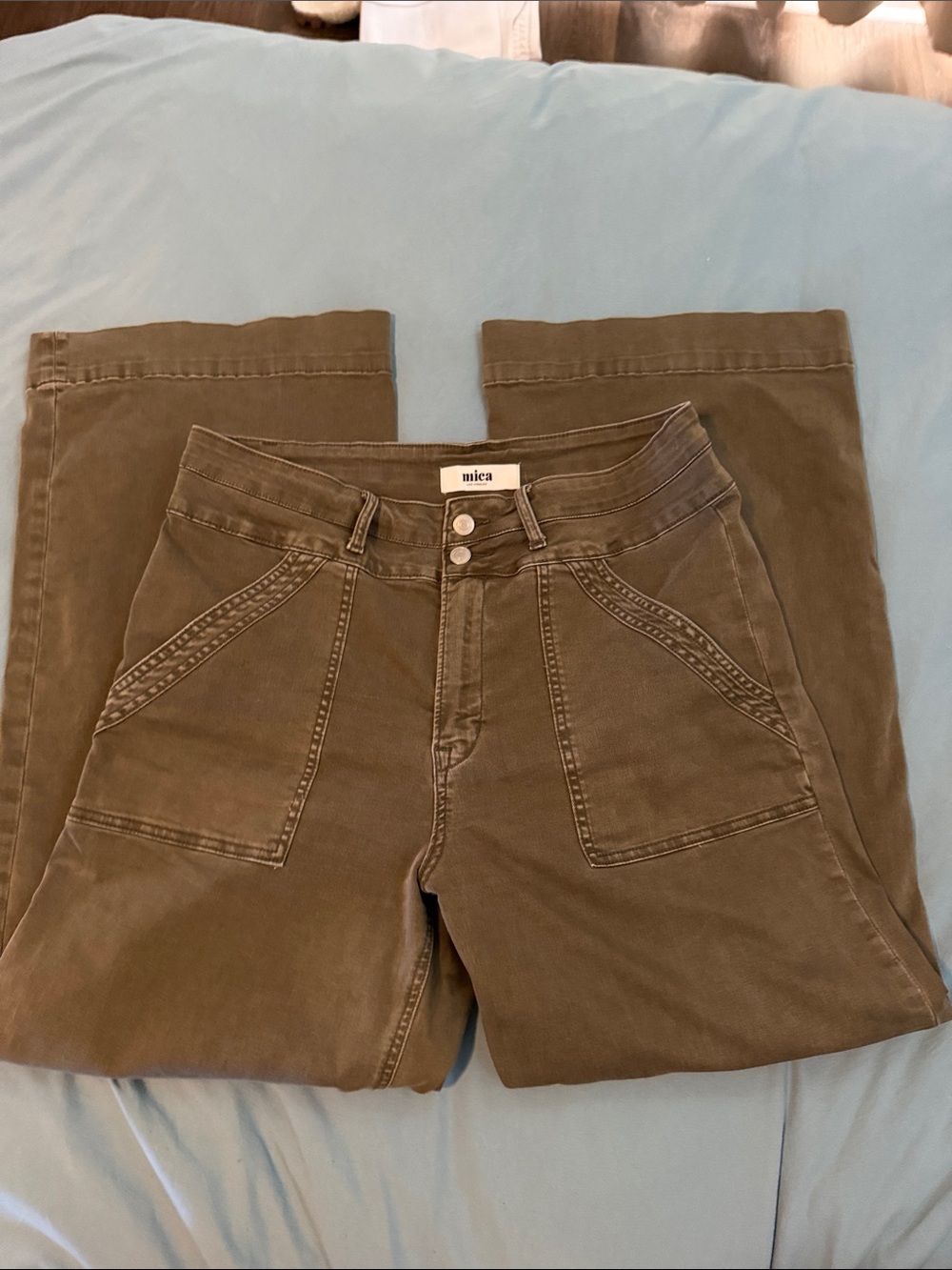 Womens Wide-Leg Jeans in Olive Brown